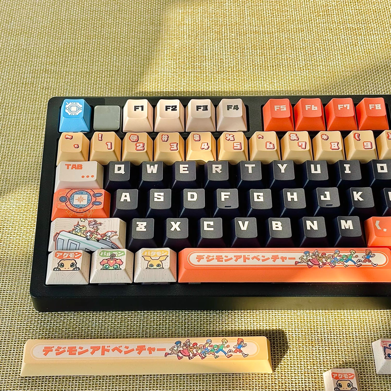 Digimon Theme Series, PBT material, sublimation technology, animation cartoon decoration keycap set