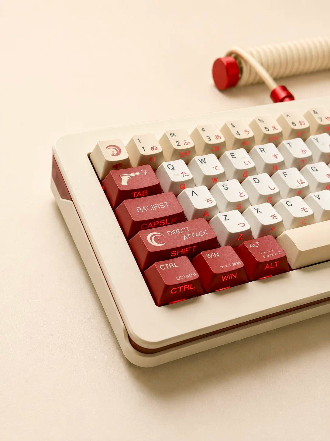 Nishikigi Chisato, Lycoris Recoil Theme PBT material personalized key cap set, animation game culture creative decoration key cap set, compatible with 61/64/68/75/84/87/104 key mechanical keyboard