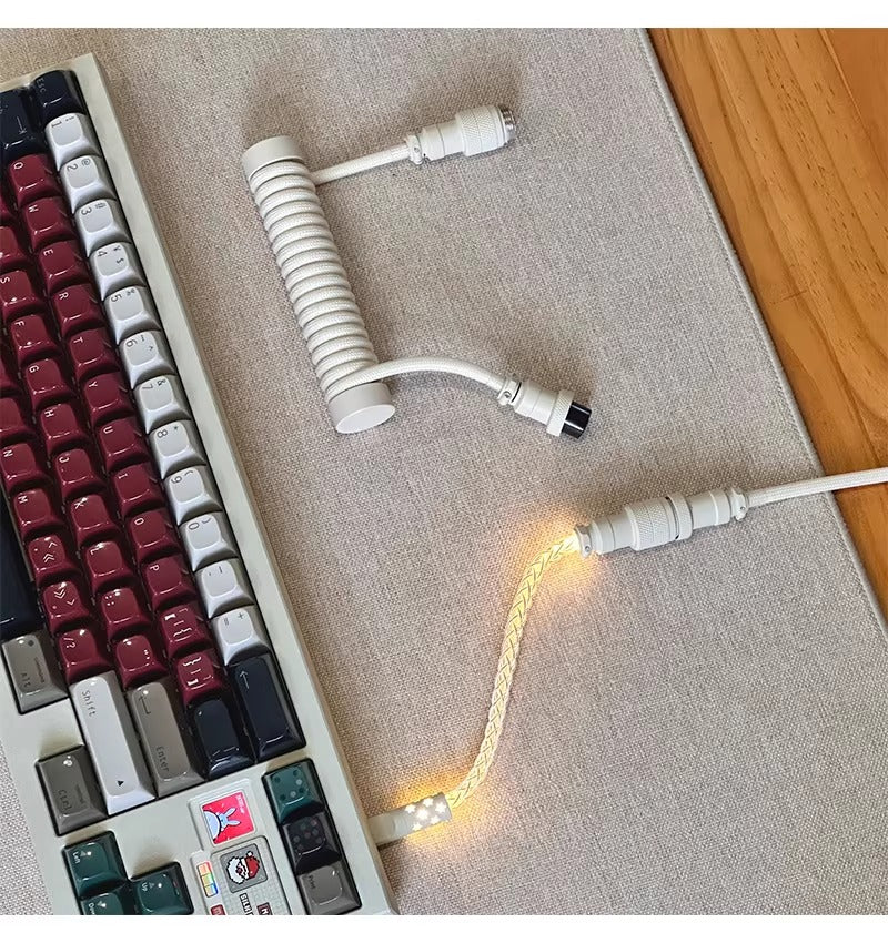 Three segment illuminated aviation plug cable customized keyboard cable 8k customized keyboard data cable
