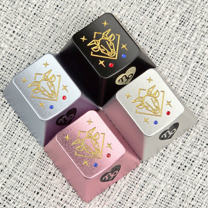 12 Constellation Aluminum Alloy Keycaps with Anodized Enamel Color Craft Metal Personalized Keycaps, Mechanical Keyboard Decorative Keycaps, Constellation Divination Cultural Creative Products.