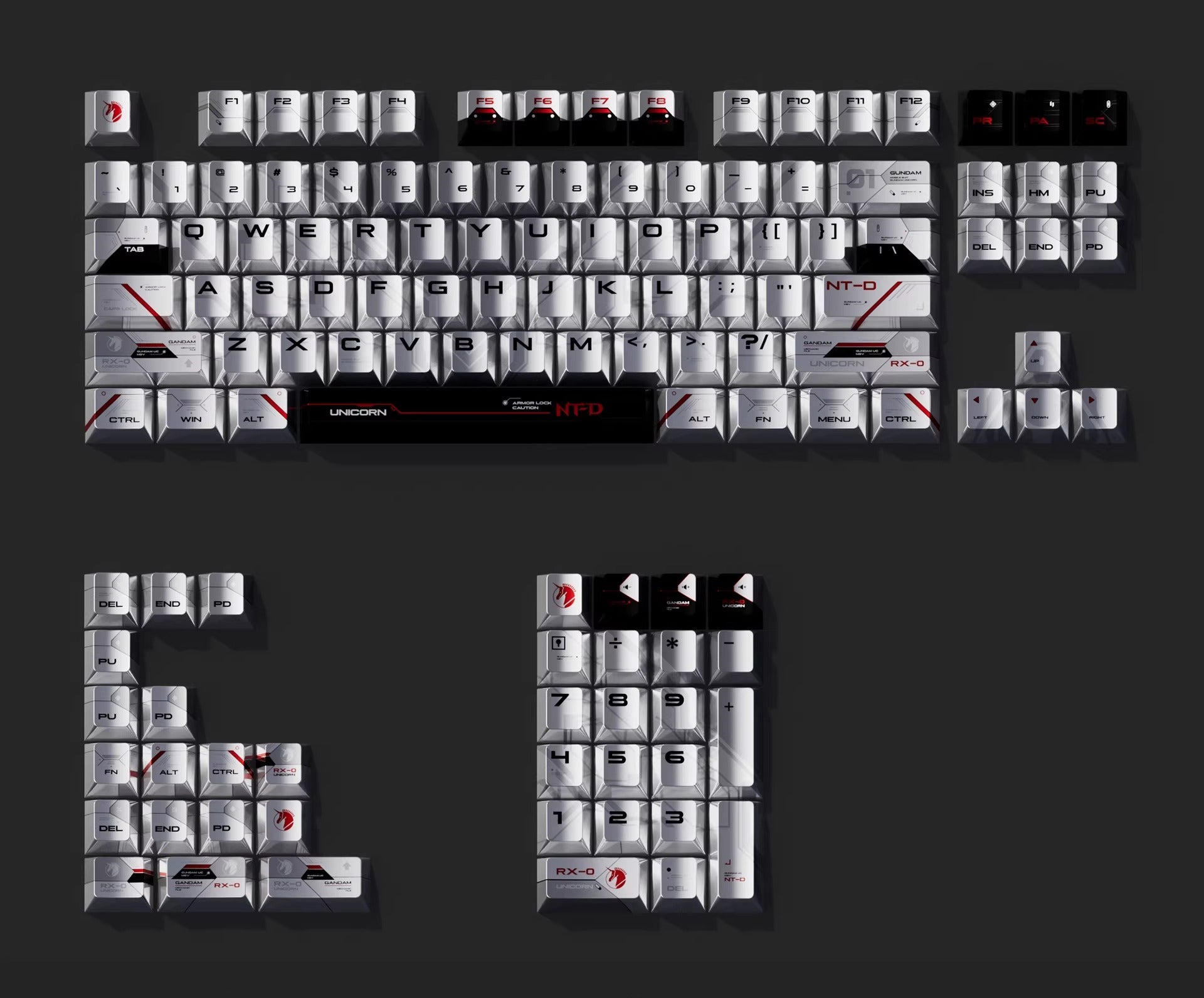 Unicorn themed personalized keycap set, PBT material with pearl metallic paint texture, heat sublimation process, decorative keycap set