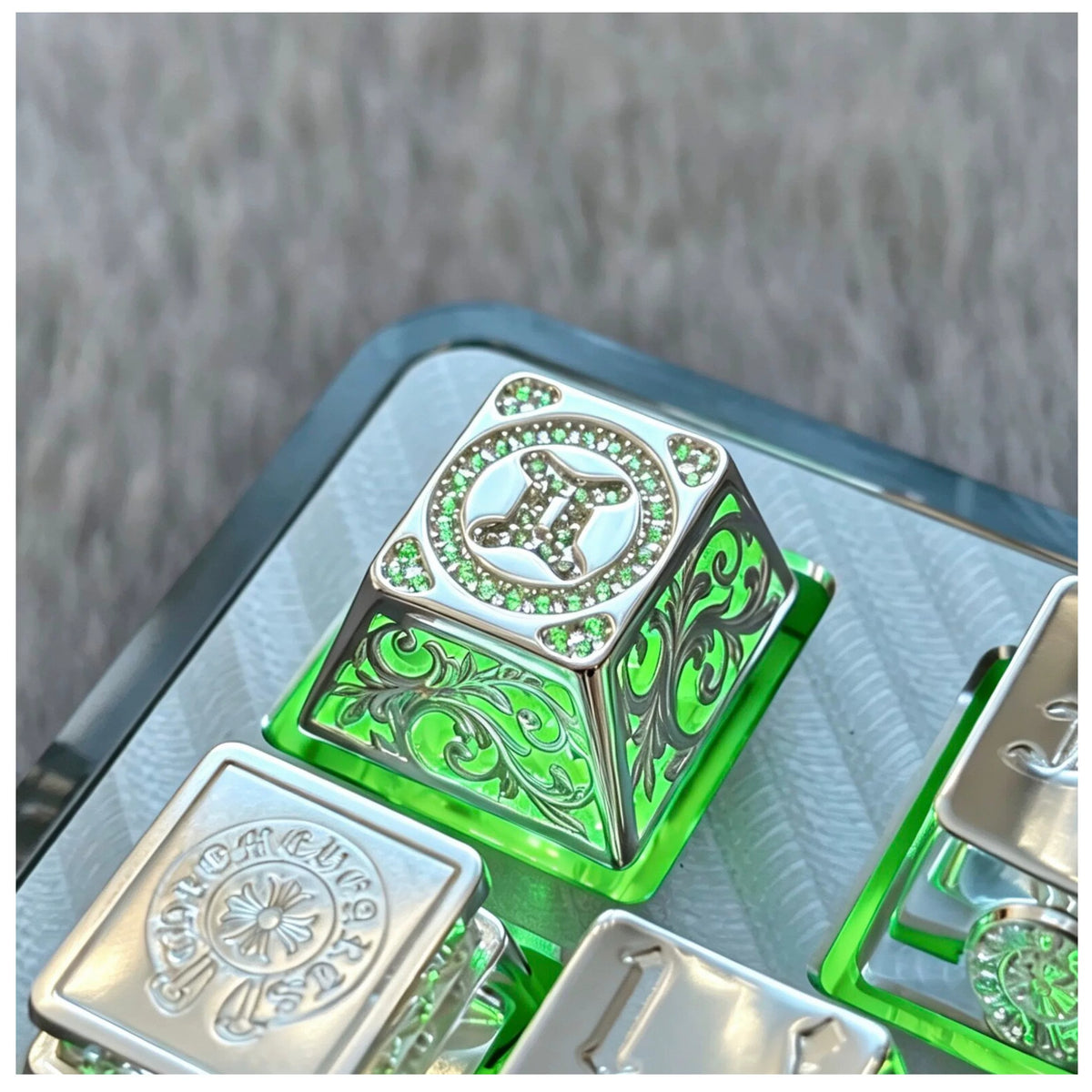 Pure silver hollow 12 Constellation  Personalized Keycaps, Mechanical Keyboard Decorative Keycaps, Constellation Divination Cultural Creative Products.