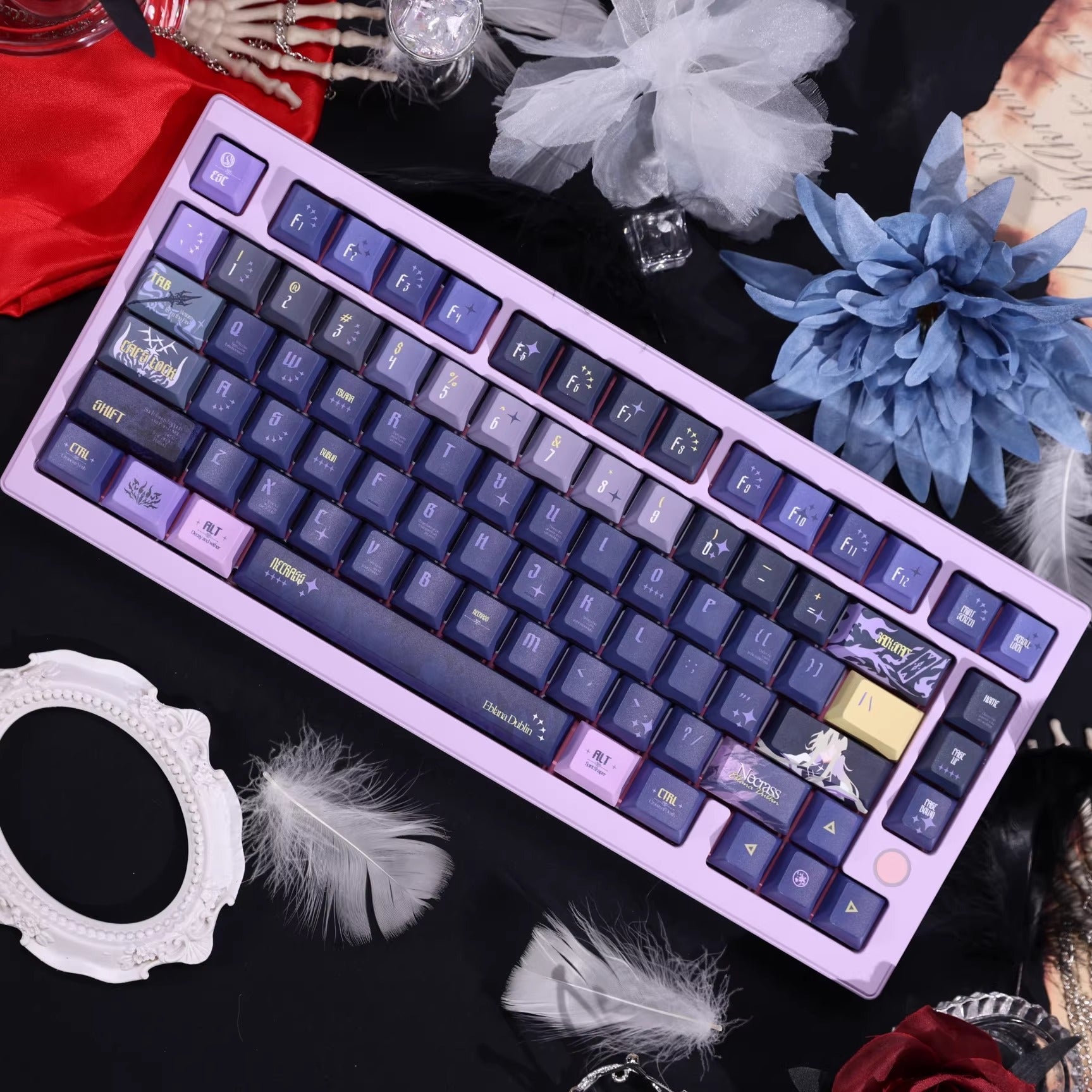 Arknights series, Eblana theme, custom set personalized keycap series, PBT material, compatible with 61/64/68/75/84/87/104 mechanical keyboard keycap set