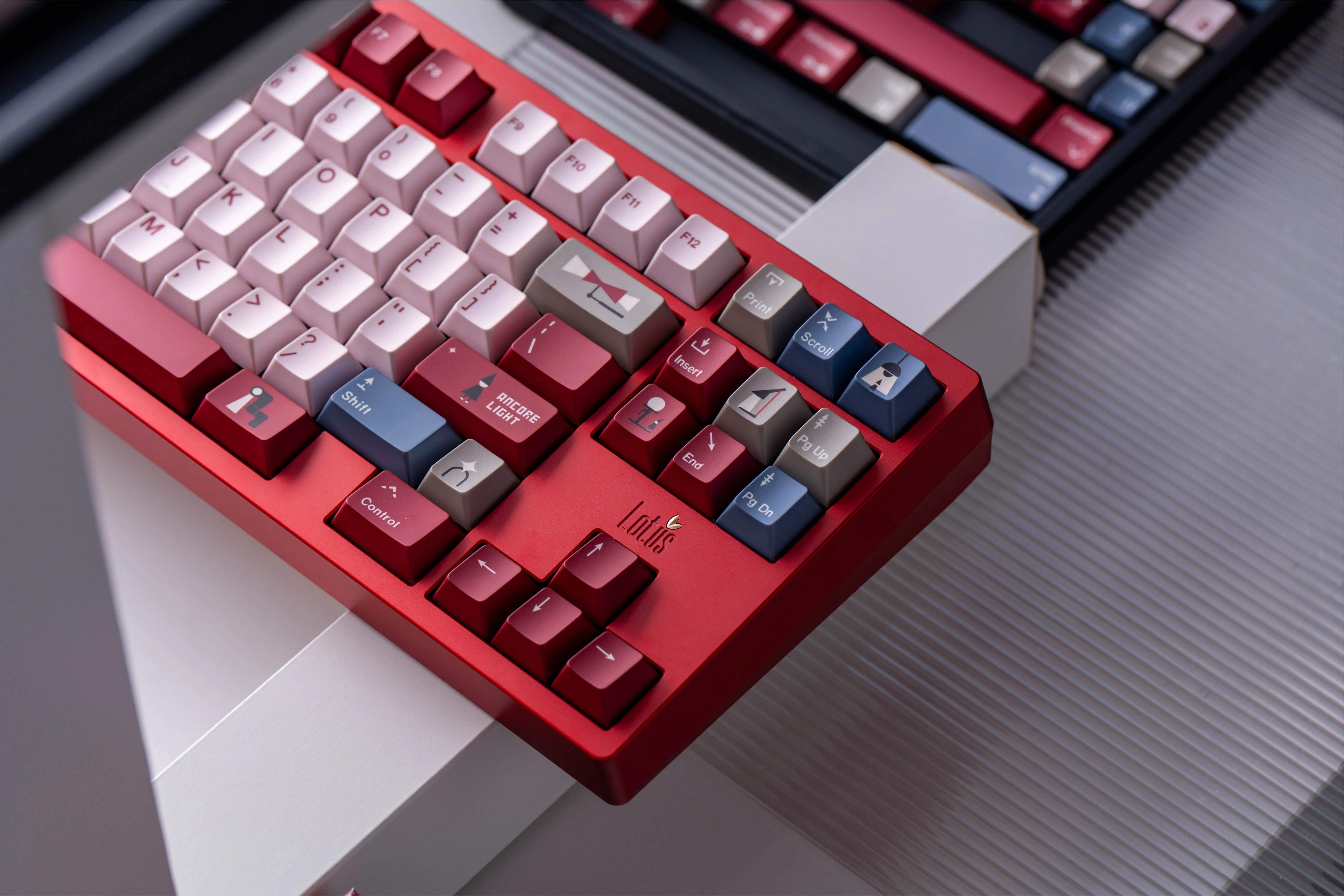 Monument Valley, ANCORE LIGHT themed personalized keycap set, soft gloss metallic pink factory high sublimation process keycaps, fully supplemented