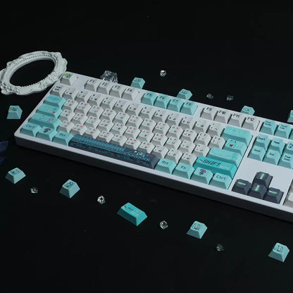 Hatsune Miku Theme PBT Material Hot Sublimation Process Personalized Keycap Set, Animation Music Theme Decoration Keycap Set