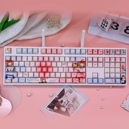 ‌My Teen Romantic Comedy SNAFU，Yuigahama Yui theme, PBT material personalized keycap set, anime keycap culture peripheral mechanical keyboard decoration keycaps， Compatible with 61/64/68/75/84/87/104 key mechanical keyboard keycap set