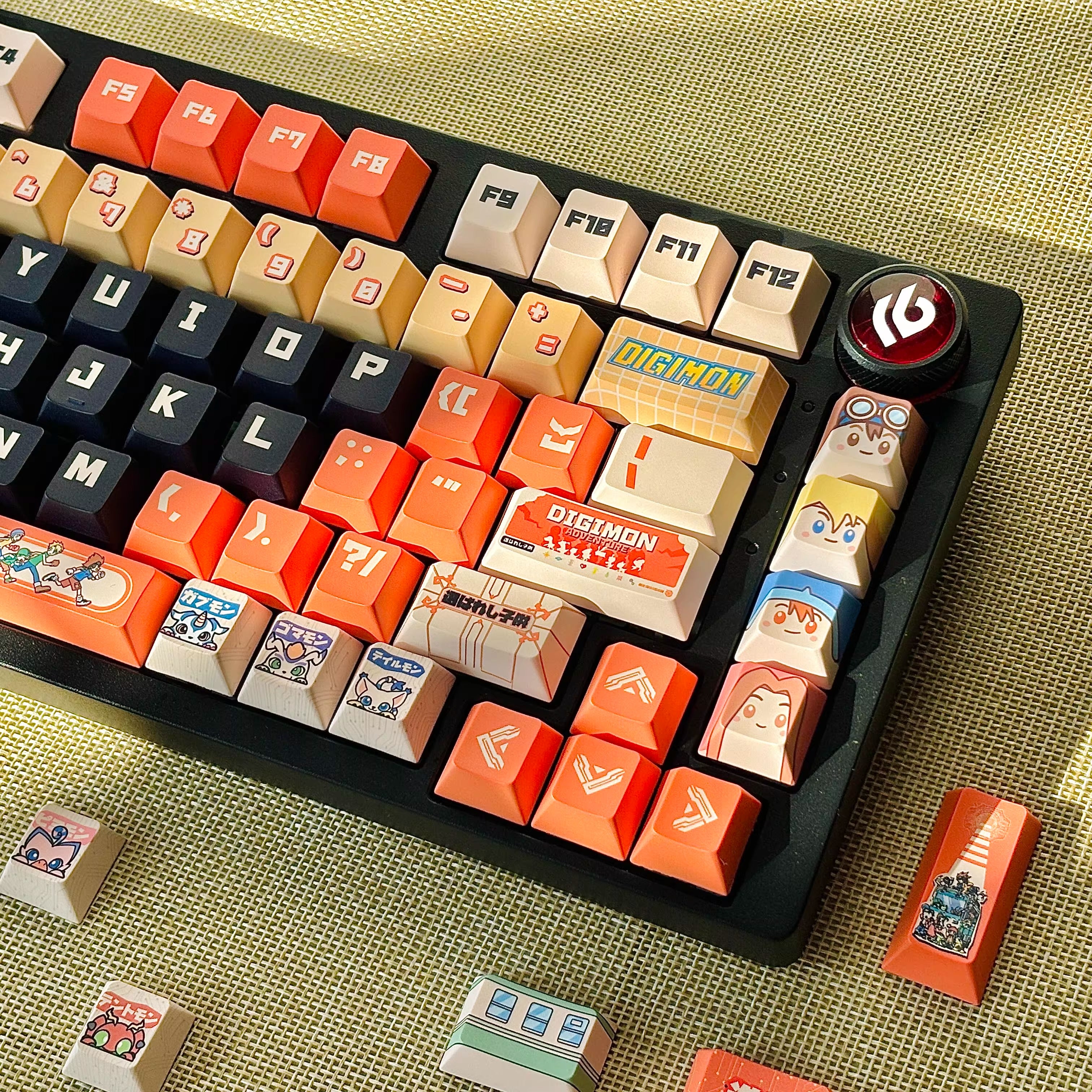 Digimon Theme Series, PBT material, sublimation technology, animation cartoon decoration keycap set