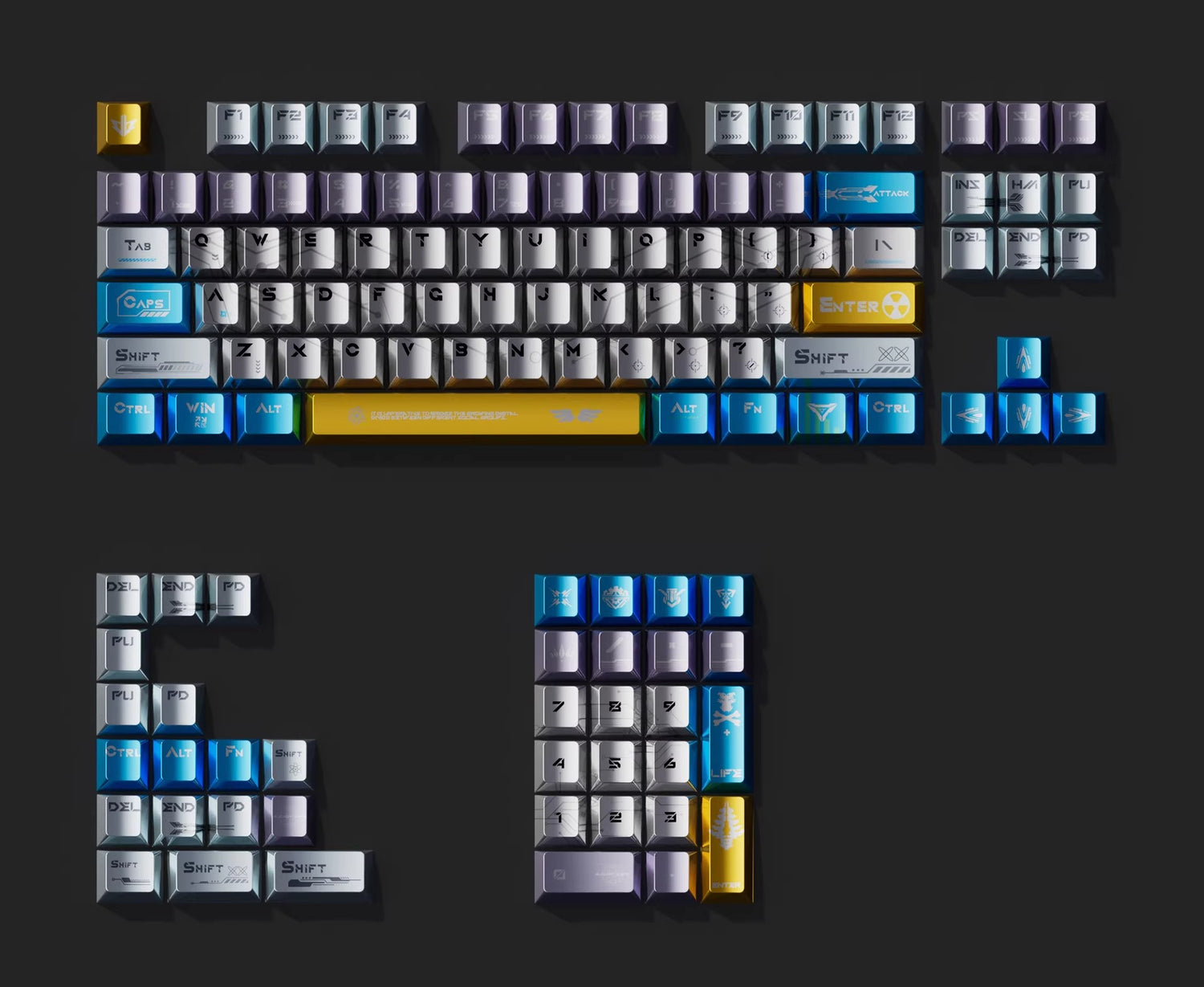 Angel themed personalized keycap set, PBT material with pearl metallic paint texture, heat sublimation process, decorative keycap set