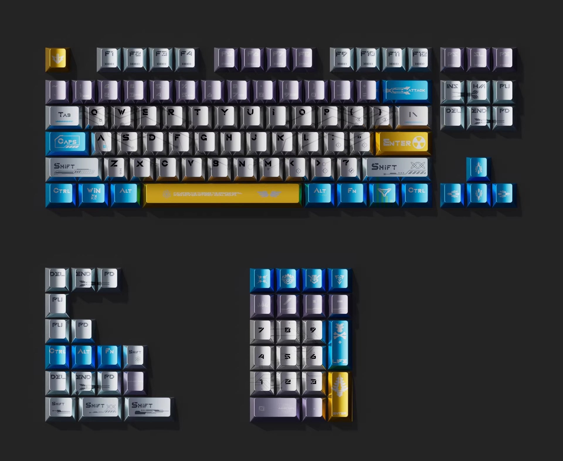 Angel themed personalized keycap set, PBT material with pearl metallic paint texture, heat sublimation process, decorative keycap set