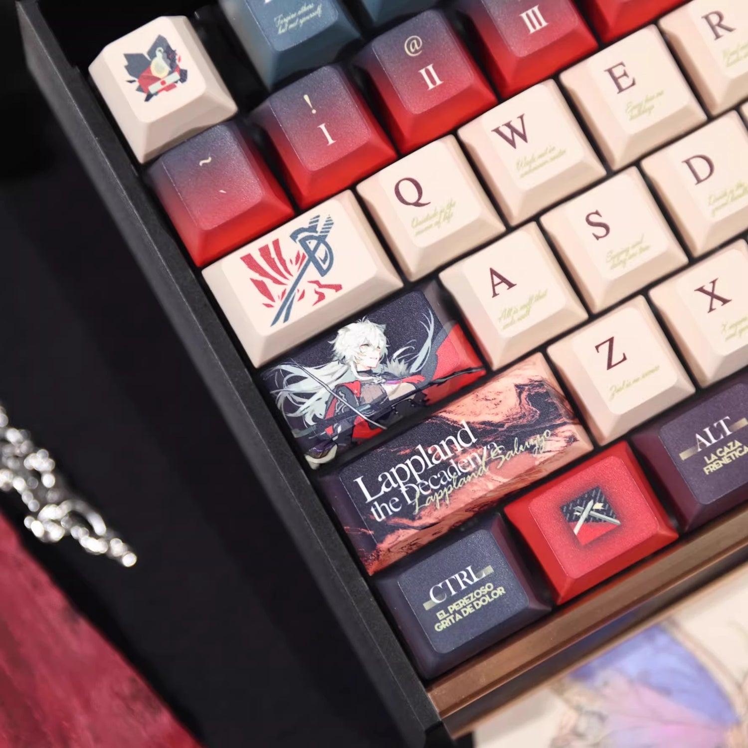 Arknights series,Lappland the Decadenza theme, custom set personalized keycap series, PBT material, compatible with 61/64/68/75/84/87/104 mechanical keyboard keycap set