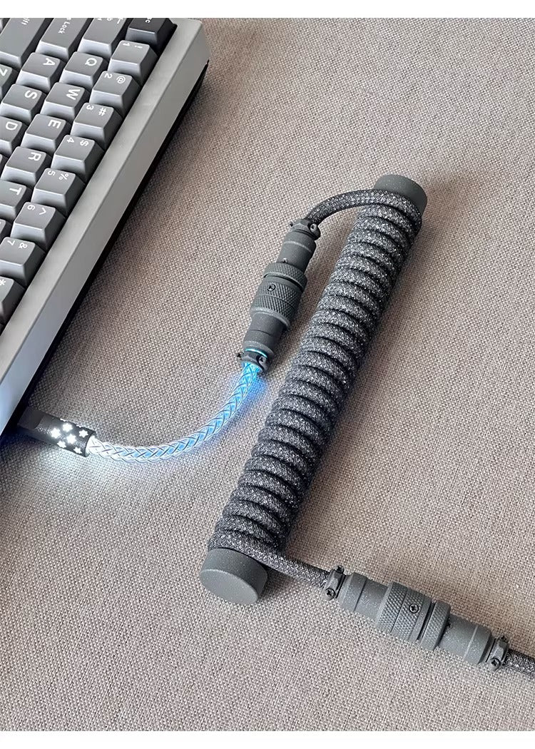 Flash drill three-stage aviation plug custom data cable mechanical keyboard luminous cable supports 8k