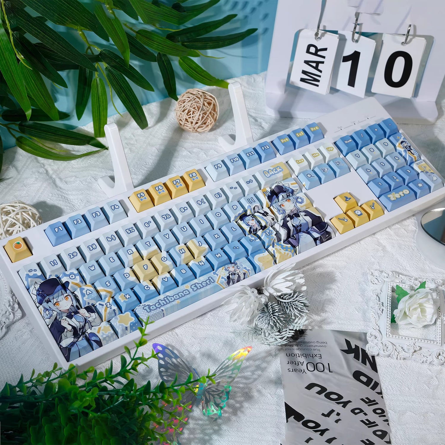 Magical Girl Witch Trial， Tachibana Sherii theme design keycap, decorative keycap set PBT anime animation keycap mechanical keyboard personalized keycap set, suitable for 61/64/68/75/84/87/104 key mechanical keyboards