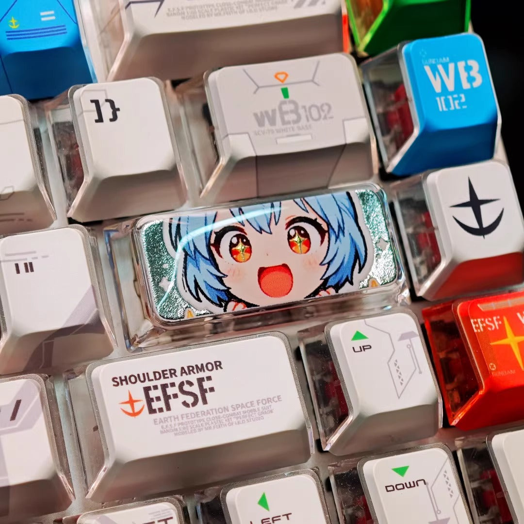 EVA, Asuka/Ayanami Rei, crystal resin 2.25U gilded carriage return personalized keycap, anime game design decorative keycap