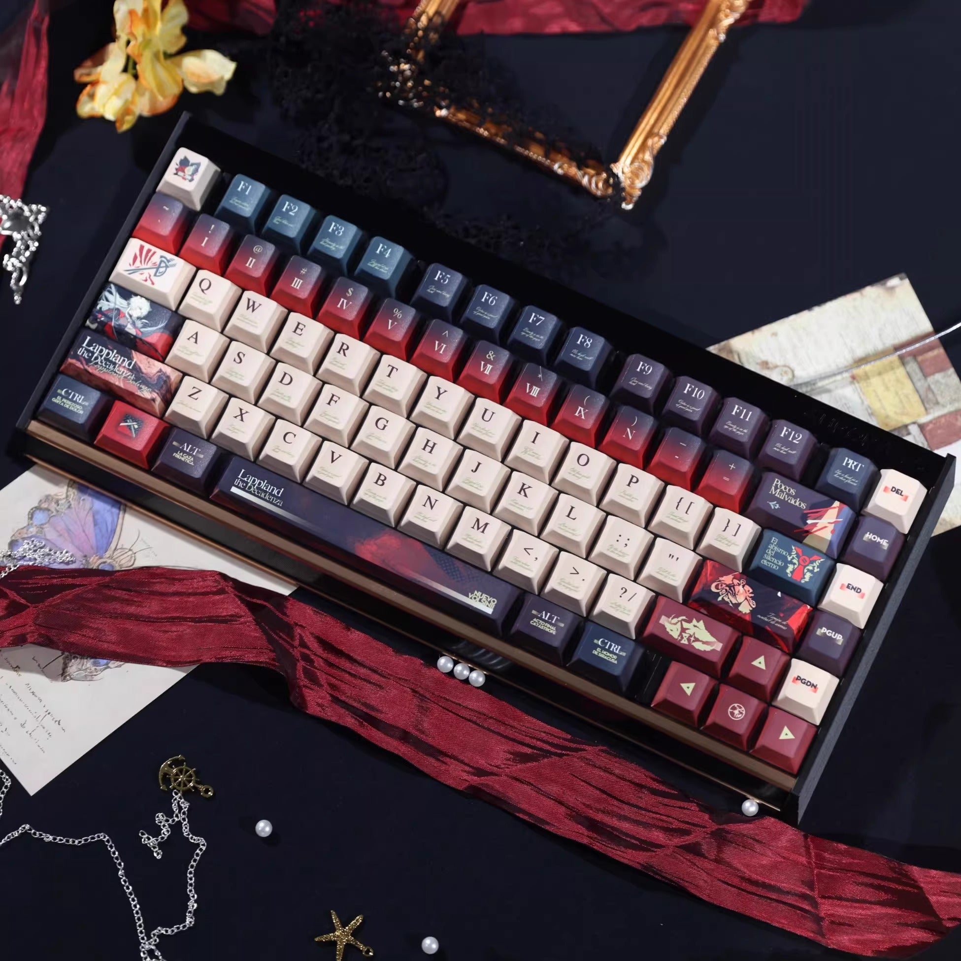 Arknights series,Lappland the Decadenza theme, custom set personalized keycap series, PBT material, compatible with 61/64/68/75/84/87/104 mechanical keyboard keycap set