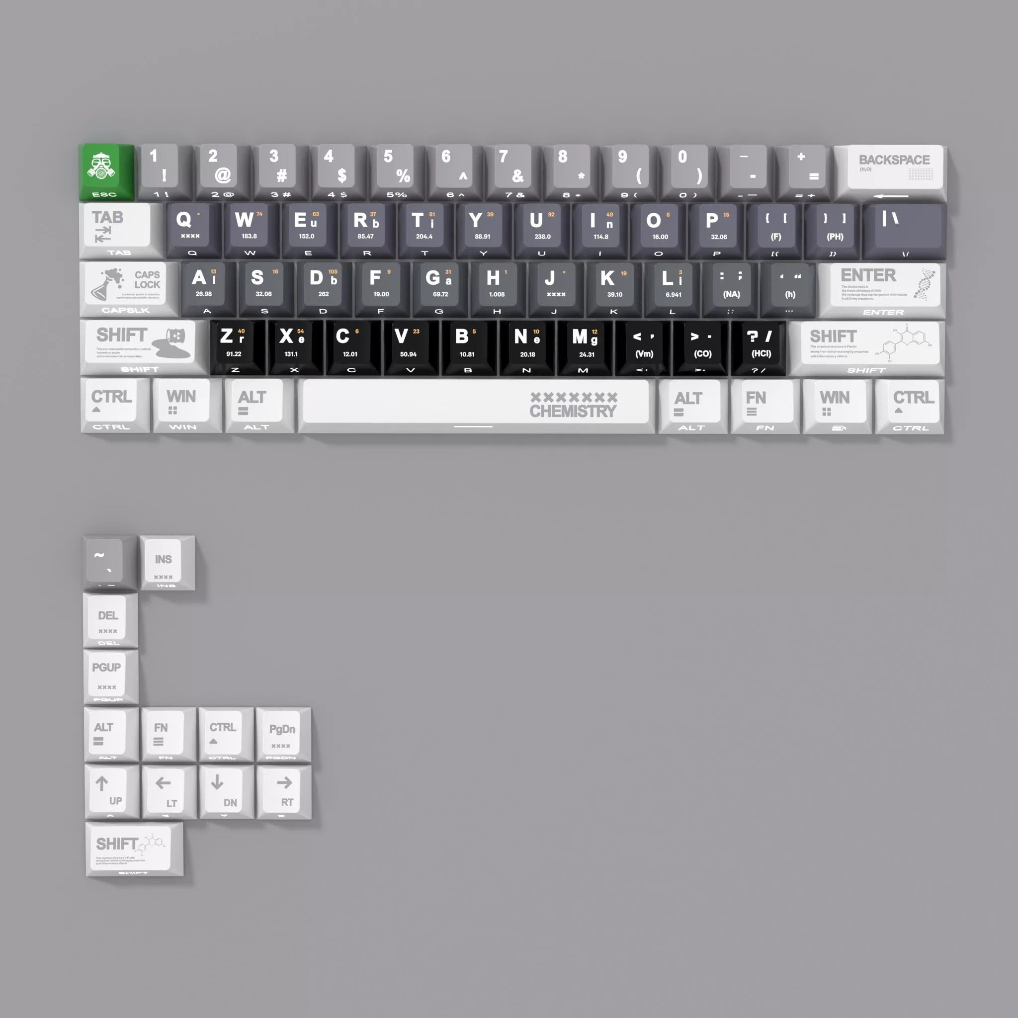Nuclear trajectory themed keycap set, PBT material personalized keycap set, anime and games cultural creative decoration keycap set, compatible with 61/64/68/75/84/87/104 mechanical keyboard