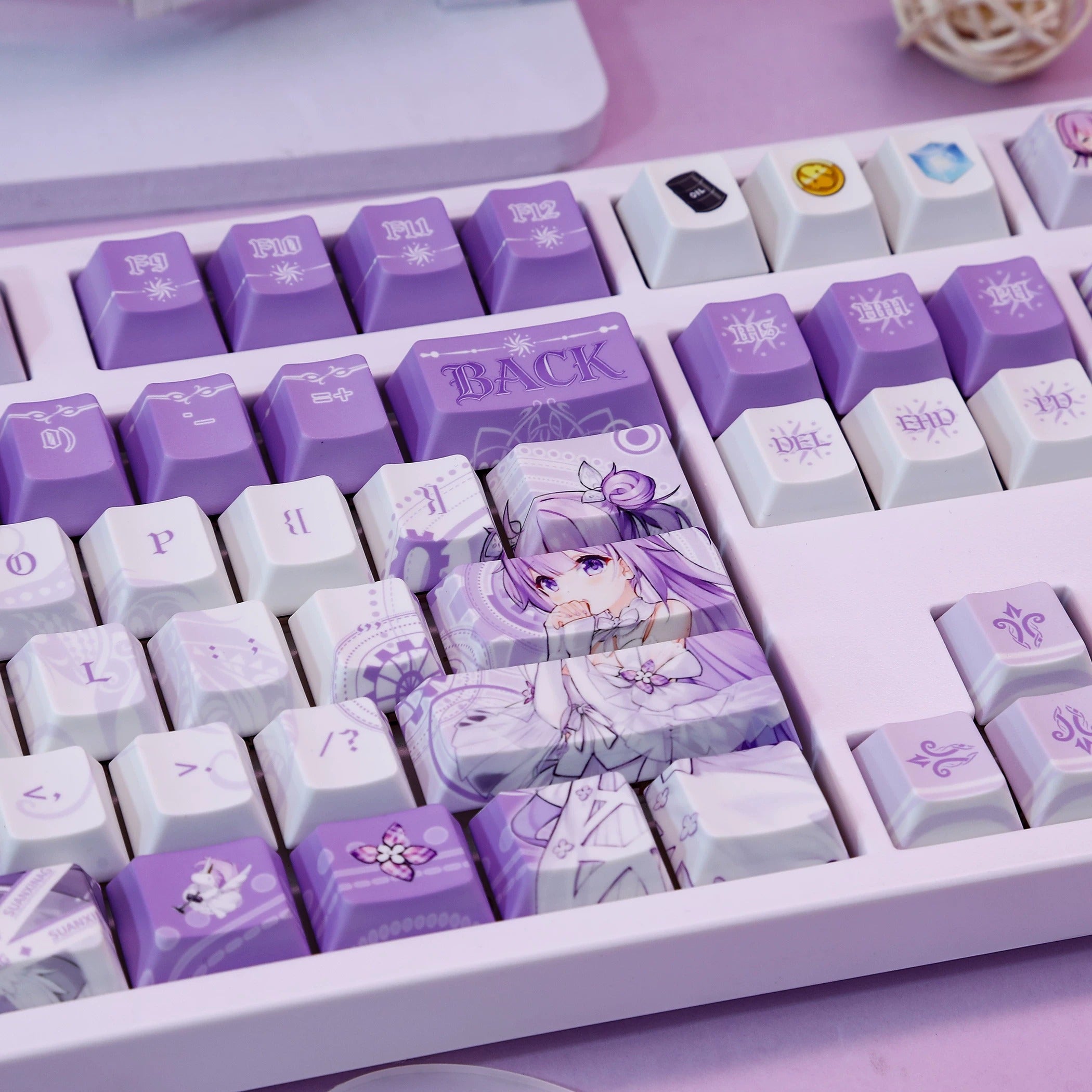 Azur Lane, HMS Unicorn theme, PBT material personalized keycap set, anime keycap culture peripheral mechanical keyboard decoration keycaps， Compatible with 61/64/68/75/84/87/104 key mechanical keyboard keycap set