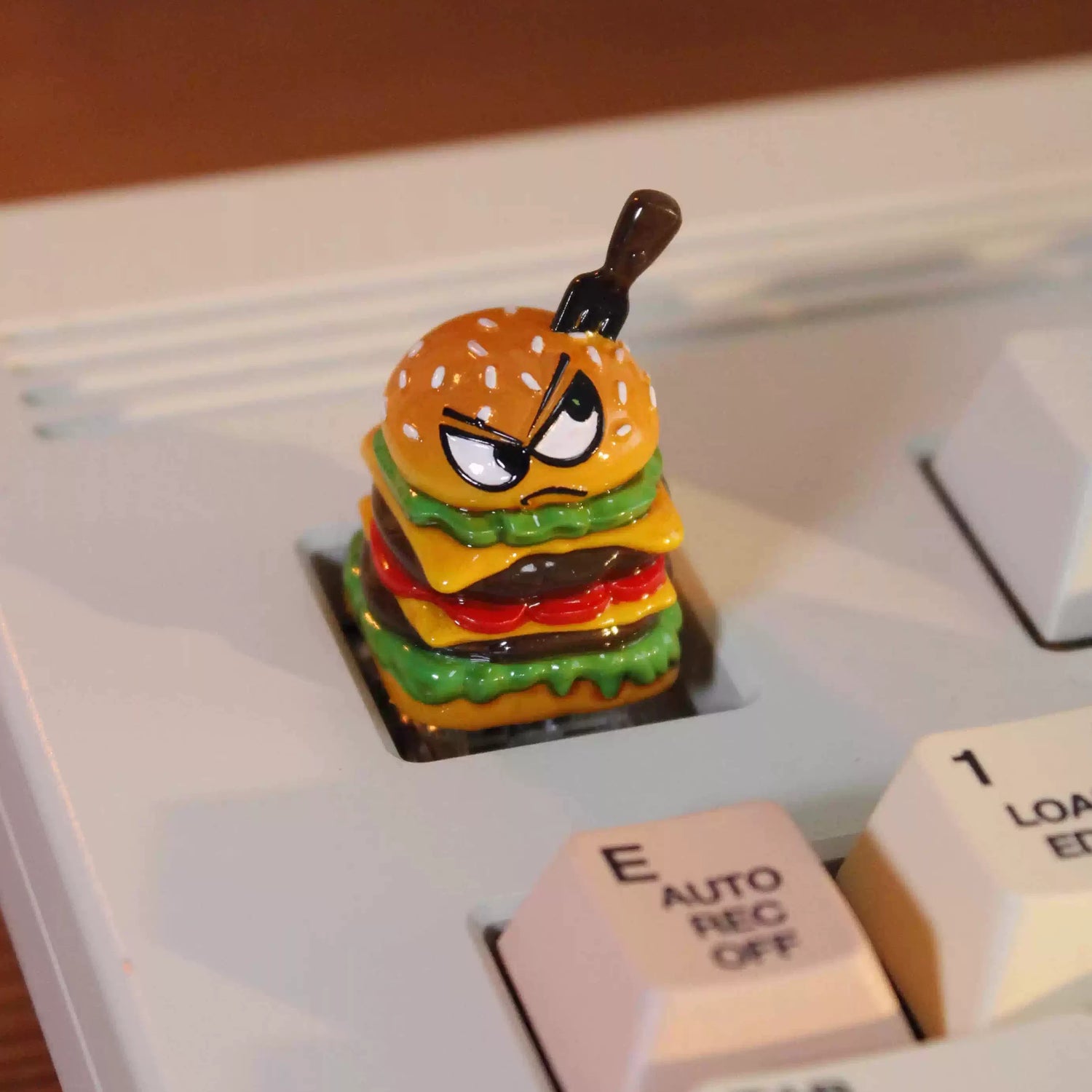 Clay Burger Image Design Personalized Keycaps, Cartoon Image Burger Fast Food Culture Creative Keycaps, Mechanical Keyboard Decorative Keycaps