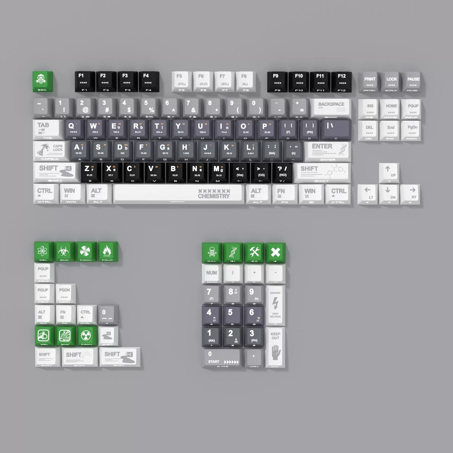 Nuclear trajectory themed keycap set, PBT material personalized keycap set, anime and games cultural creative decoration keycap set, compatible with 61/64/68/75/84/87/104 mechanical keyboard