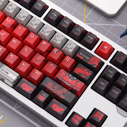 Gundam‌， SAZABI，MSN-04, There are two versions: opaque and semi transparent personalized keycaps, mechanical keyboard replacement keycap set, anime and game cultural and creative keycaps set,61/64/68/75/84/87/104 Key Mechanical Keyboard Keycap Set