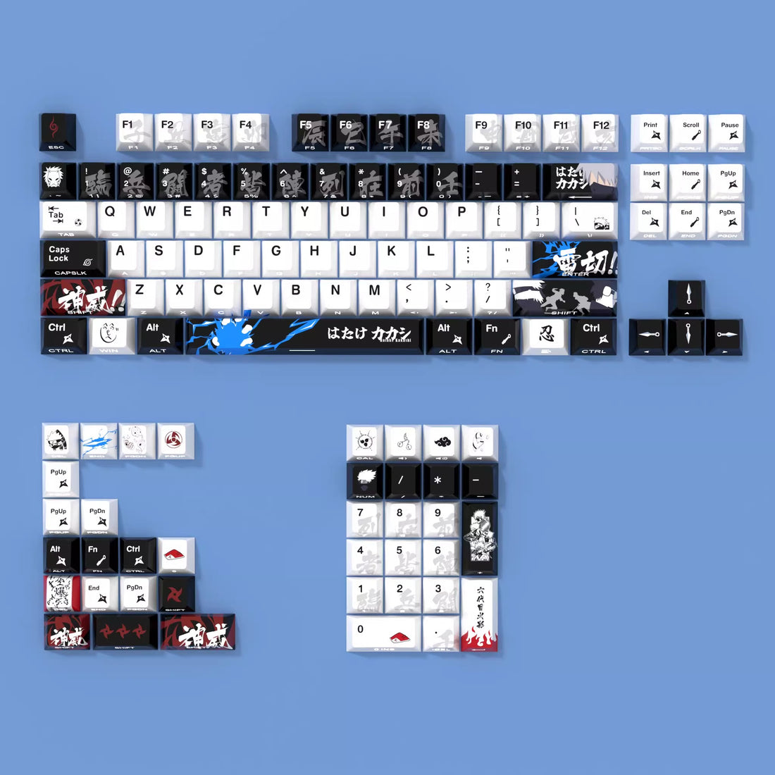Naruto theme, Hatake Kakashi, PBT material, Sublimation craftsmanship, anime culture innovation decoration keycap set
