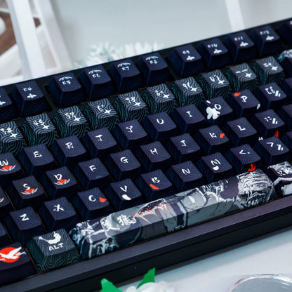 Sekiro: Shadows Die Twice theme, PBT material personalized keycap set, anime keycap culture peripheral mechanical keyboard decoration keycaps， Compatible with 61/64/68/75/84/87/104 key mechanical keyboard keycap set