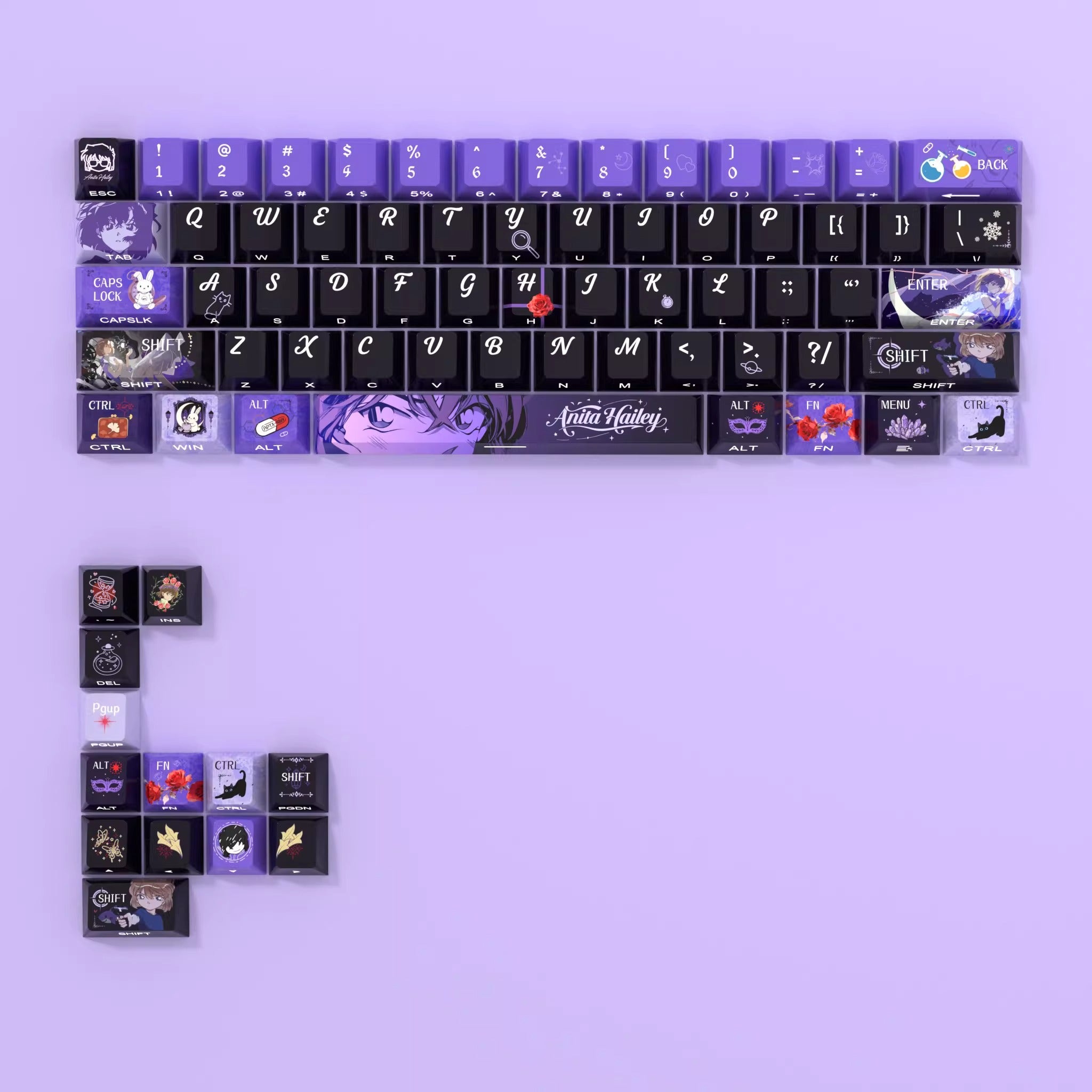 Detective Conan theme, Anita Hailey, PBT material, Sublimation craftsmanship, anime culture innovation decoration keycap set
