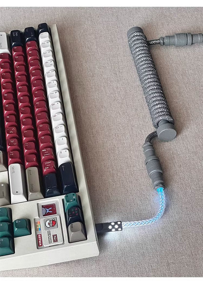 Flash drill three-stage aviation plug custom data cable mechanical keyboard luminous cable supports 8k