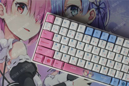 Re:Life in a different world from zero ，Rem PBT material personalized key cap set, animation game culture creative decoration key cap set, compatible with 61/64/68/75/84/87/104 key mechanical keyboard