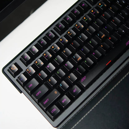 Metal keycap set, black set, colored characters, zinc alloy corrosion-resistant coating, personalized keycap, simple replacement keycap set, metal wear-resistant and non corrosive