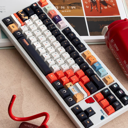 Pikachu themed keycap set, mechanical keycap PBT material material personalized keycap set, Animated cartoon keycaps, compatible with 61/64/68/75/84/87/104 mechanical keyboard replacement keycap