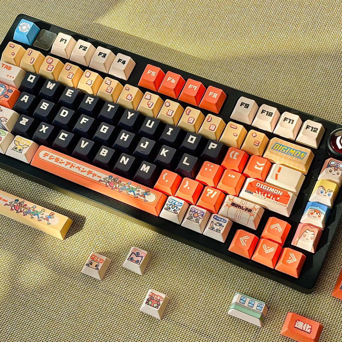 Digimon Theme Series, PBT material, sublimation technology, animation cartoon decoration keycap set
