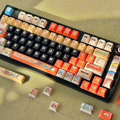 Digimon Theme Series, PBT material, sublimation technology, animation cartoon decoration keycap set
