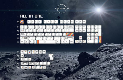 Starfield themed design, creative keycap set, PBT material personalized keycap set, mechanical keyboard replacement decorative keycaps, compatible with 61/64/68/75/84/87/104 key mechanical keyboard
