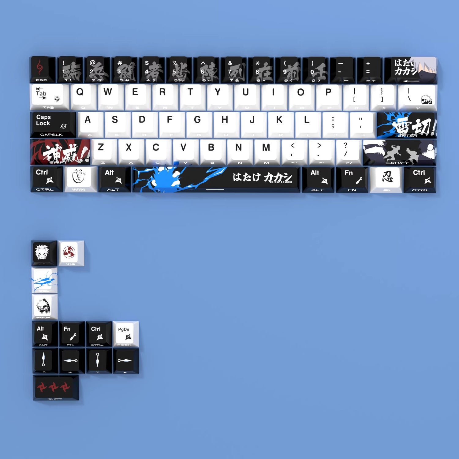 Naruto theme, Hatake Kakashi, PBT material, Sublimation craftsmanship, anime culture innovation decoration keycap set