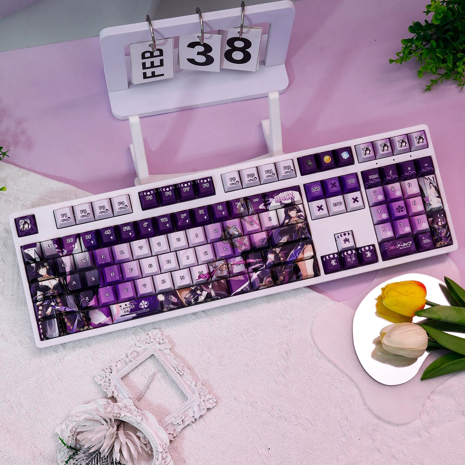 Azur Lane，Musashi theme, PBT material personalized keycap set, anime keycap culture peripheral mechanical keyboard decoration keycaps， Compatible with 61/64/68/75/84/87/104 key mechanical keyboard keycap set