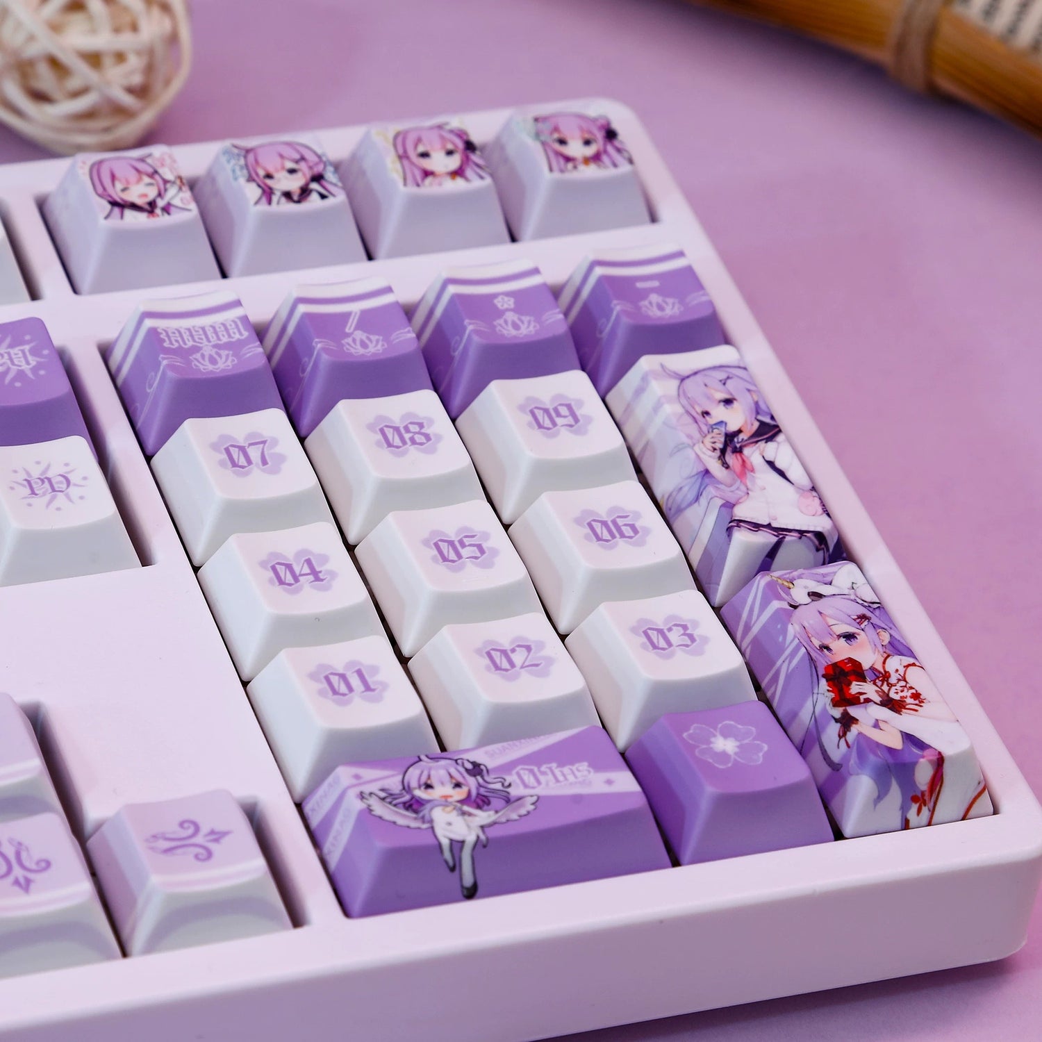 Azur Lane, HMS Unicorn theme, PBT material personalized keycap set, anime keycap culture peripheral mechanical keyboard decoration keycaps， Compatible with 61/64/68/75/84/87/104 key mechanical keyboard keycap set