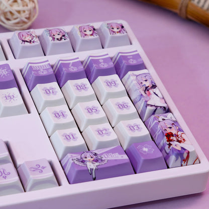 Azur Lane, HMS Unicorn theme, PBT material personalized keycap set, anime keycap culture peripheral mechanical keyboard decoration keycaps， Compatible with 61/64/68/75/84/87/104 key mechanical keyboard keycap set