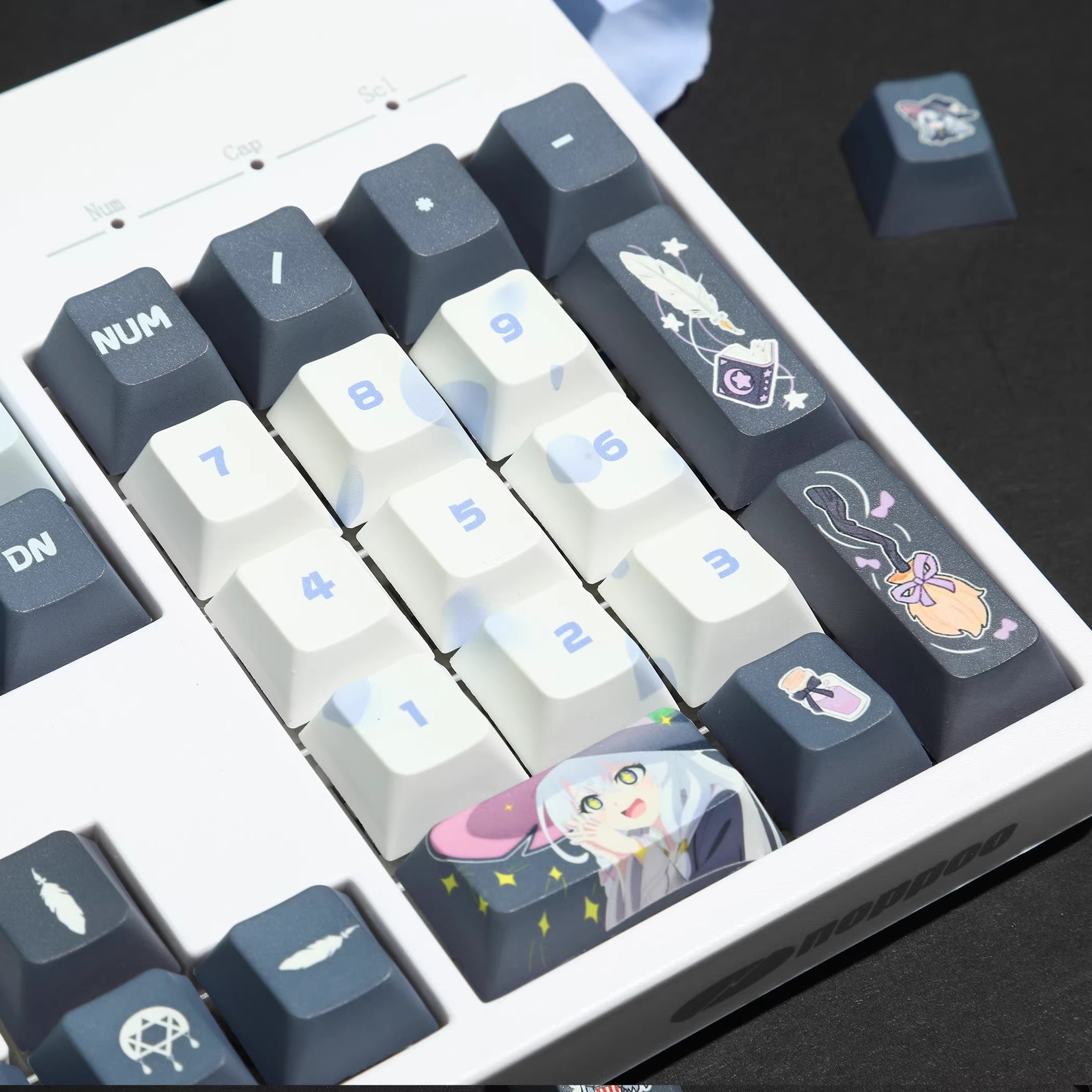 Wandering Witch series, Elaina theme, PBT material personalized keycap set, anime game culture creative decoration keycap set, mechanical keyboard, anime keycap art keycap