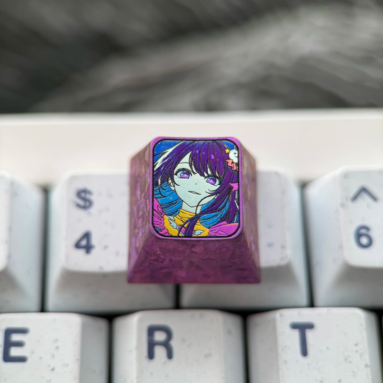 [OSHI NO KO] Series, Hoshino Ai Theme, 1U Titanium Alloy Personalized Keycaps, Anime Game Culture Creative Mechanical Keyboard Decorative Keycaps