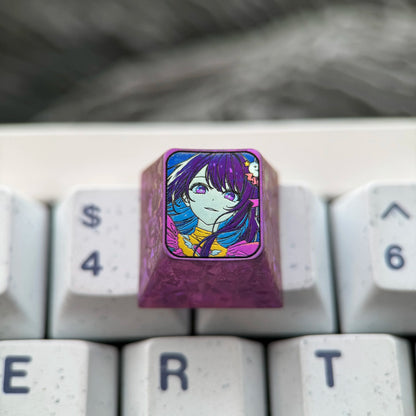 [OSHI NO KO] Series, Hoshino Ai Theme, 1U Titanium Alloy Personalized Keycaps, Anime Game Culture Creative Mechanical Keyboard Decorative Keycaps