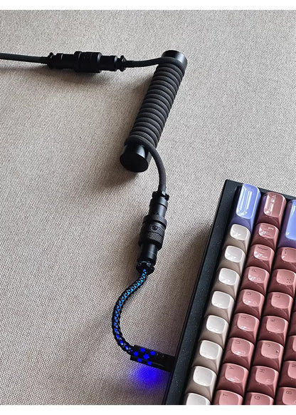 Three segment illuminated aviation plug cable customized keyboard cable 8k customized keyboard data cable