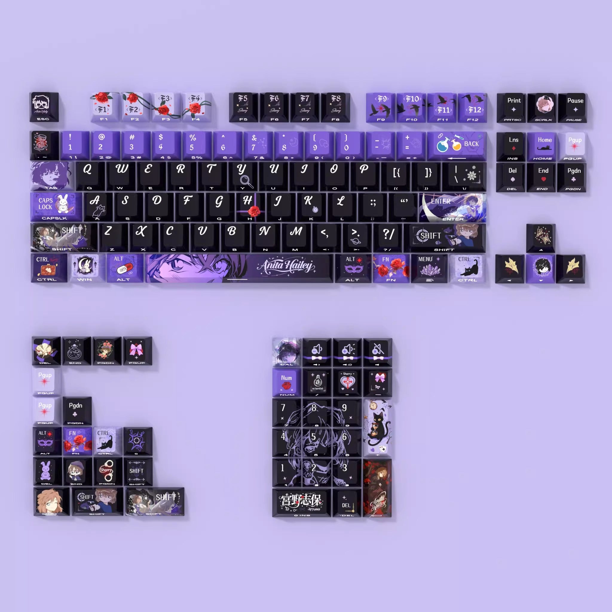 Detective Conan theme, Anita Hailey, PBT material, Sublimation craftsmanship, anime culture innovation decoration keycap set