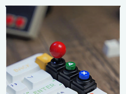 Arcade game shaped keycap set, lucky joystick+double happiness button, personalized metal keycaps, mechanical keyboard game cultural and creative peripheral, decorative keycaps