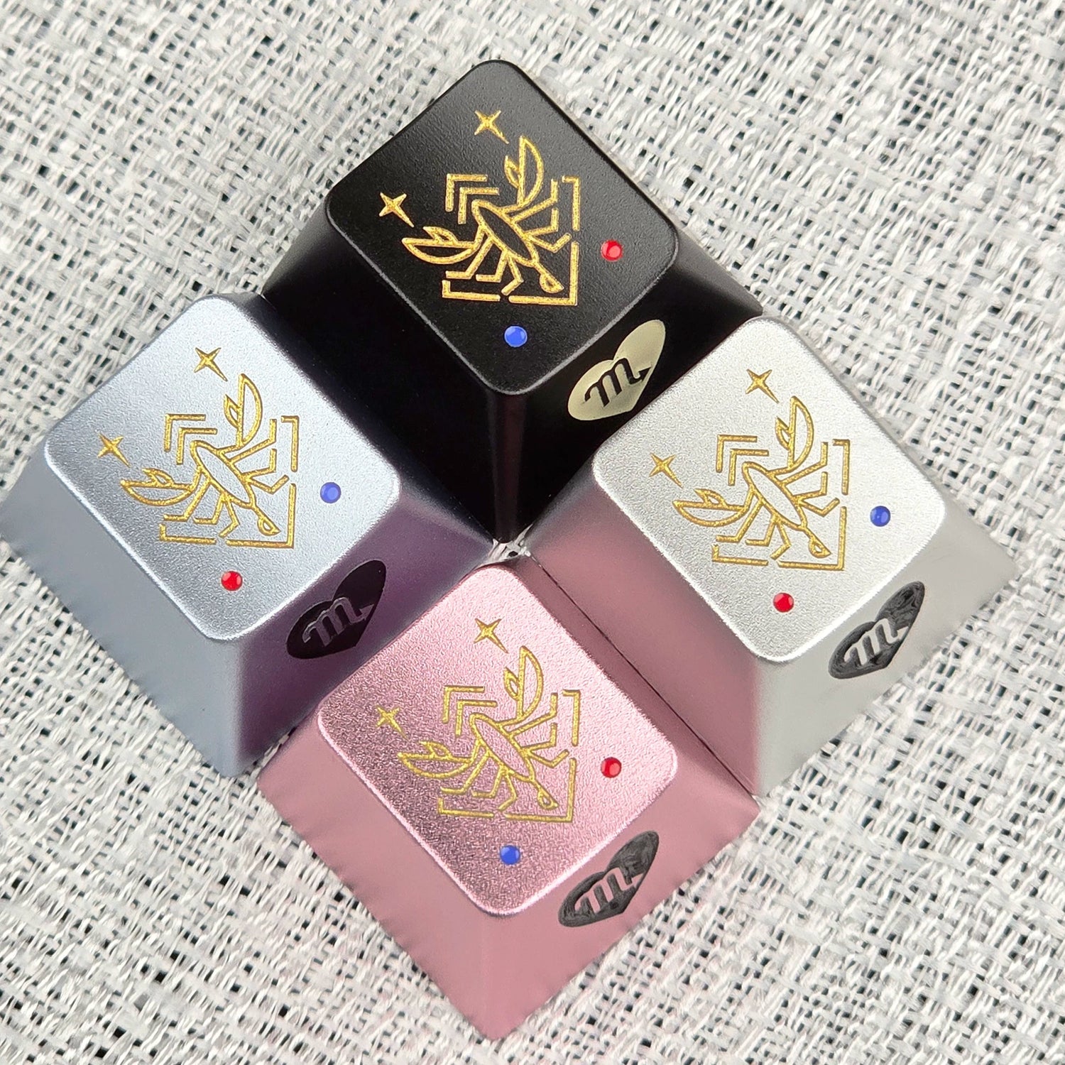 12 Constellation Aluminum Alloy Keycaps with Anodized Enamel Color Craft Metal Personalized Keycaps, Mechanical Keyboard Decorative Keycaps, Constellation Divination Cultural Creative Products.
