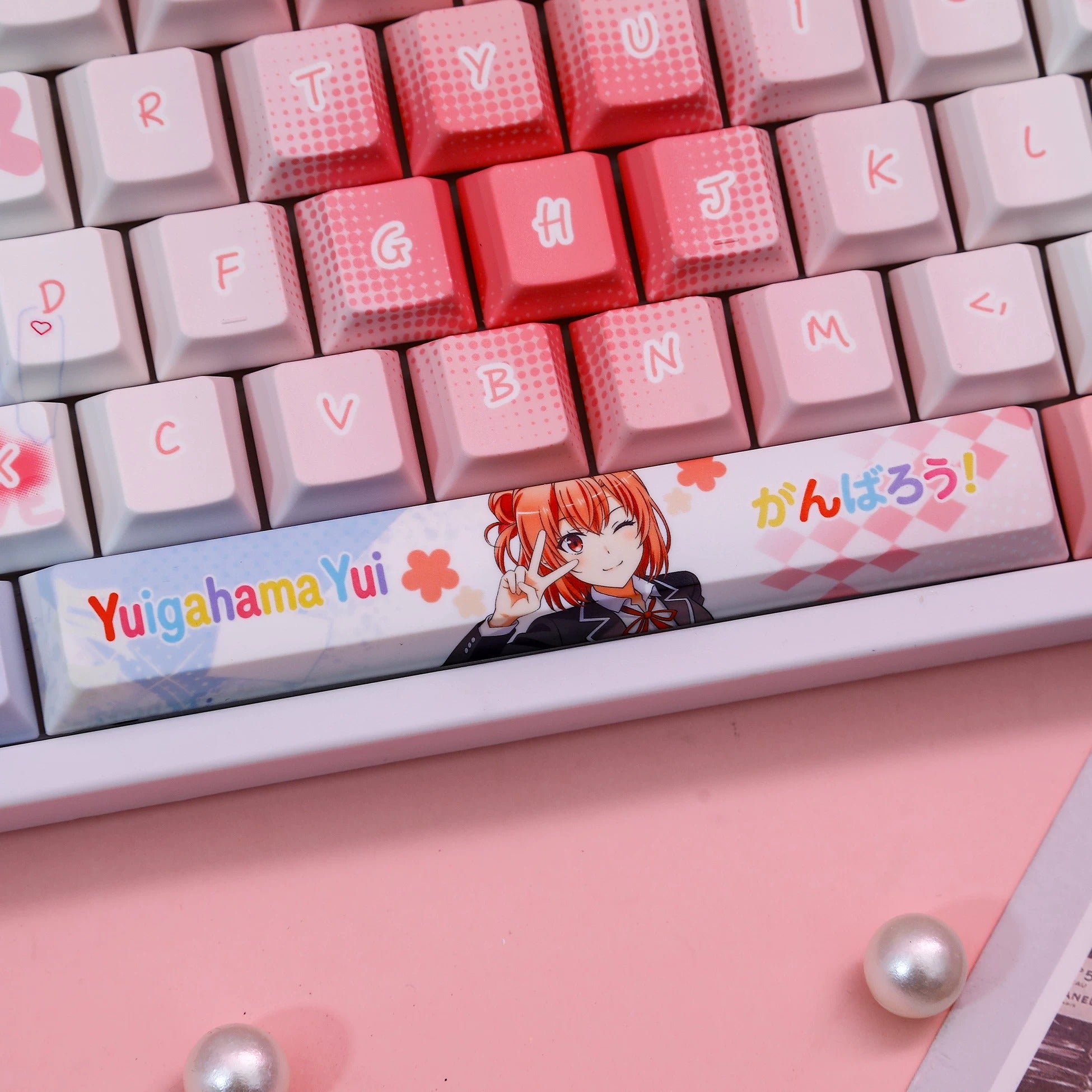 ‌My Teen Romantic Comedy SNAFU，Yuigahama Yui theme, PBT material personalized keycap set, anime keycap culture peripheral mechanical keyboard decoration keycaps， Compatible with 61/64/68/75/84/87/104 key mechanical keyboard keycap set