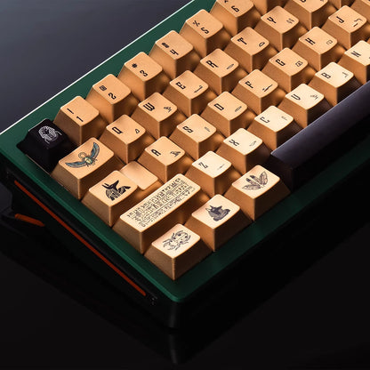 Mysterious Egypt, Metal Gloss PBT Material Personalized Keycap Set, Mechanical Keyboard Theme Design Decorative Keycap Set