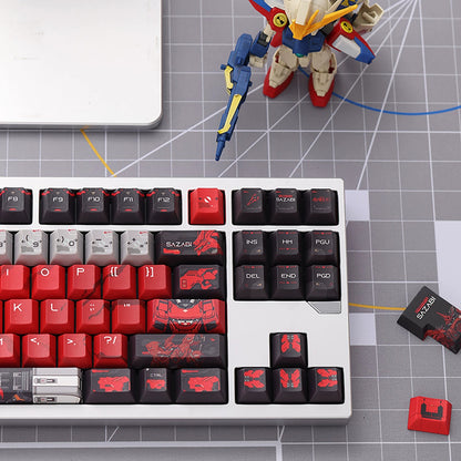 Gundam‌， SAZABI，MSN-04, There are two versions: opaque and semi transparent personalized keycaps, mechanical keyboard replacement keycap set, anime and game cultural and creative keycaps set,61/64/68/75/84/87/104 Key Mechanical Keyboard Keycap Set