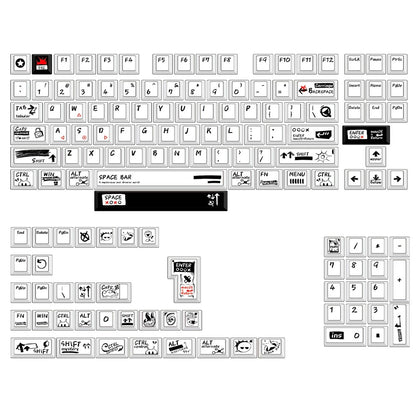 Black fire themed minimalist design, PBT material material personalized keycap set, compatible with 61/64/68/75/84/87/104 mechanical keyboard replacement keycap
