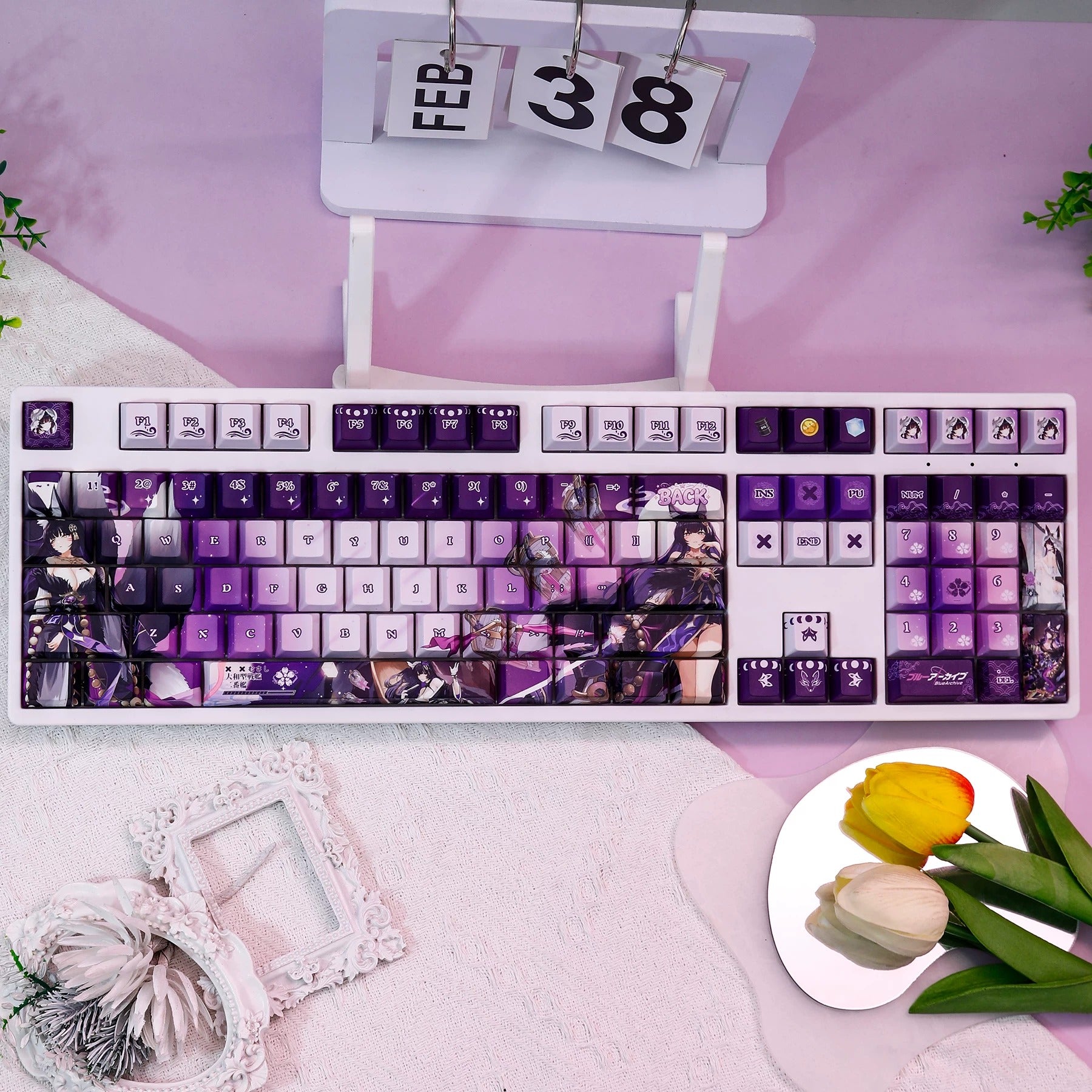 Azur Lane，Musashi theme, PBT material personalized keycap set, anime keycap culture peripheral mechanical keyboard decoration keycaps， Compatible with 61/64/68/75/84/87/104 key mechanical keyboard keycap set