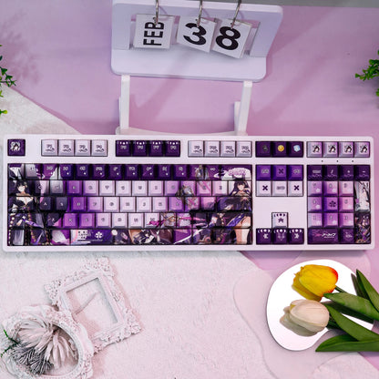 Azur Lane，Musashi theme, PBT material personalized keycap set, anime keycap culture peripheral mechanical keyboard decoration keycaps， Compatible with 61/64/68/75/84/87/104 key mechanical keyboard keycap set